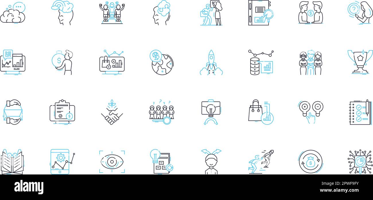 Ensemble d'icônes linéaires d'analyse et de graphiques. Metrics, Trends, Patterns, Visualization, Data, Corrélation, vecteur de ligne d'interprétation et signes conceptuels Illustration de Vecteur