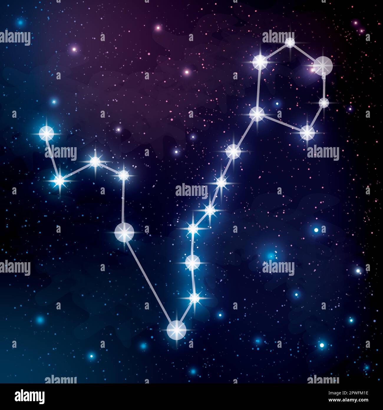 Constellation de poissons dans le ciel nocturne Illustration de Vecteur