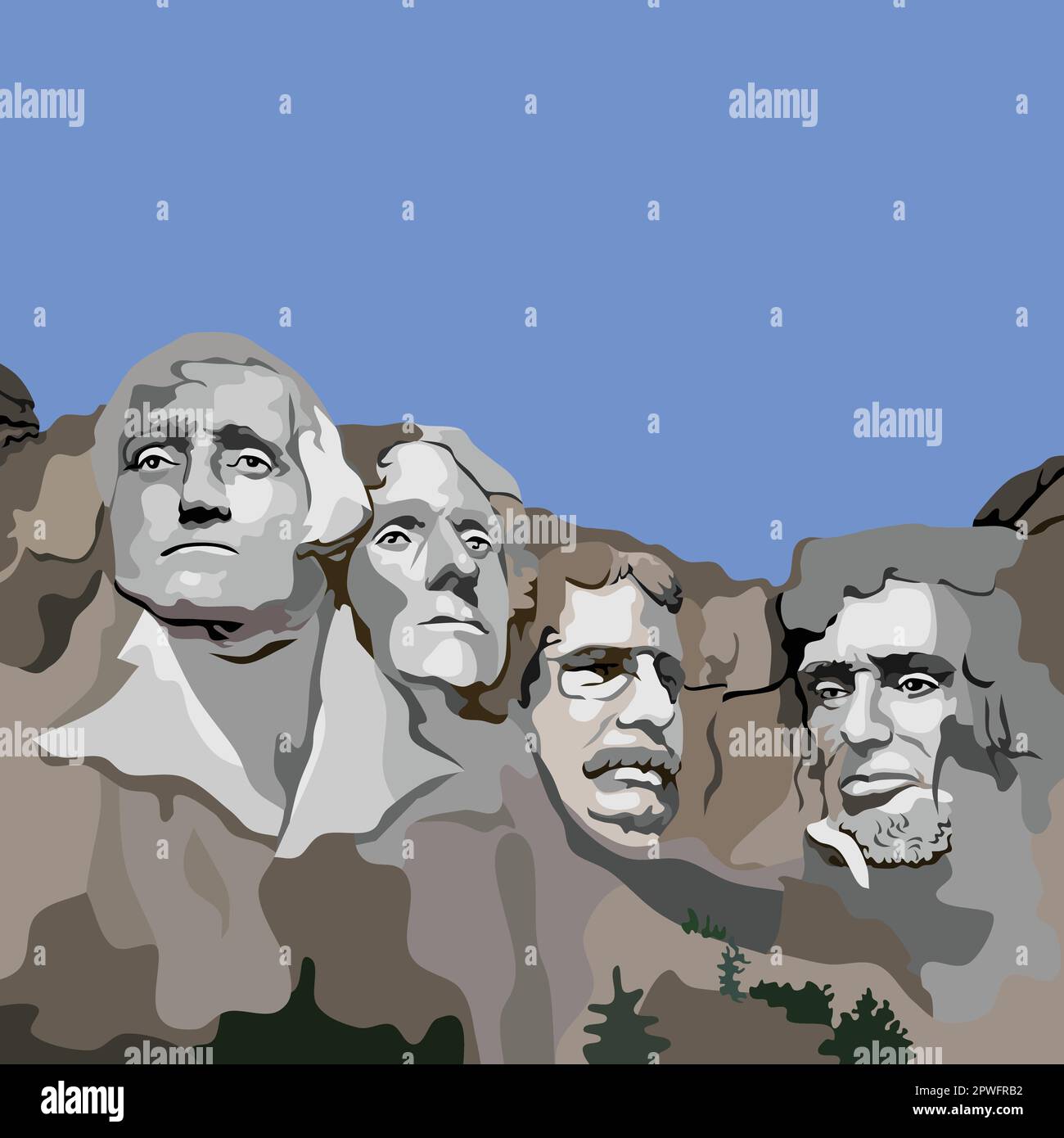 Rushmore Mount Keystone États-Unis Landmark Vector Illustration de Vecteur