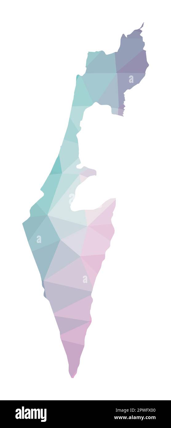 Carte polygonale d'Israël. Illustration géométrique du pays aux couleurs émeraude et améthyste. Carte d'Israël dans le style poly bas. Illustration de Vecteur