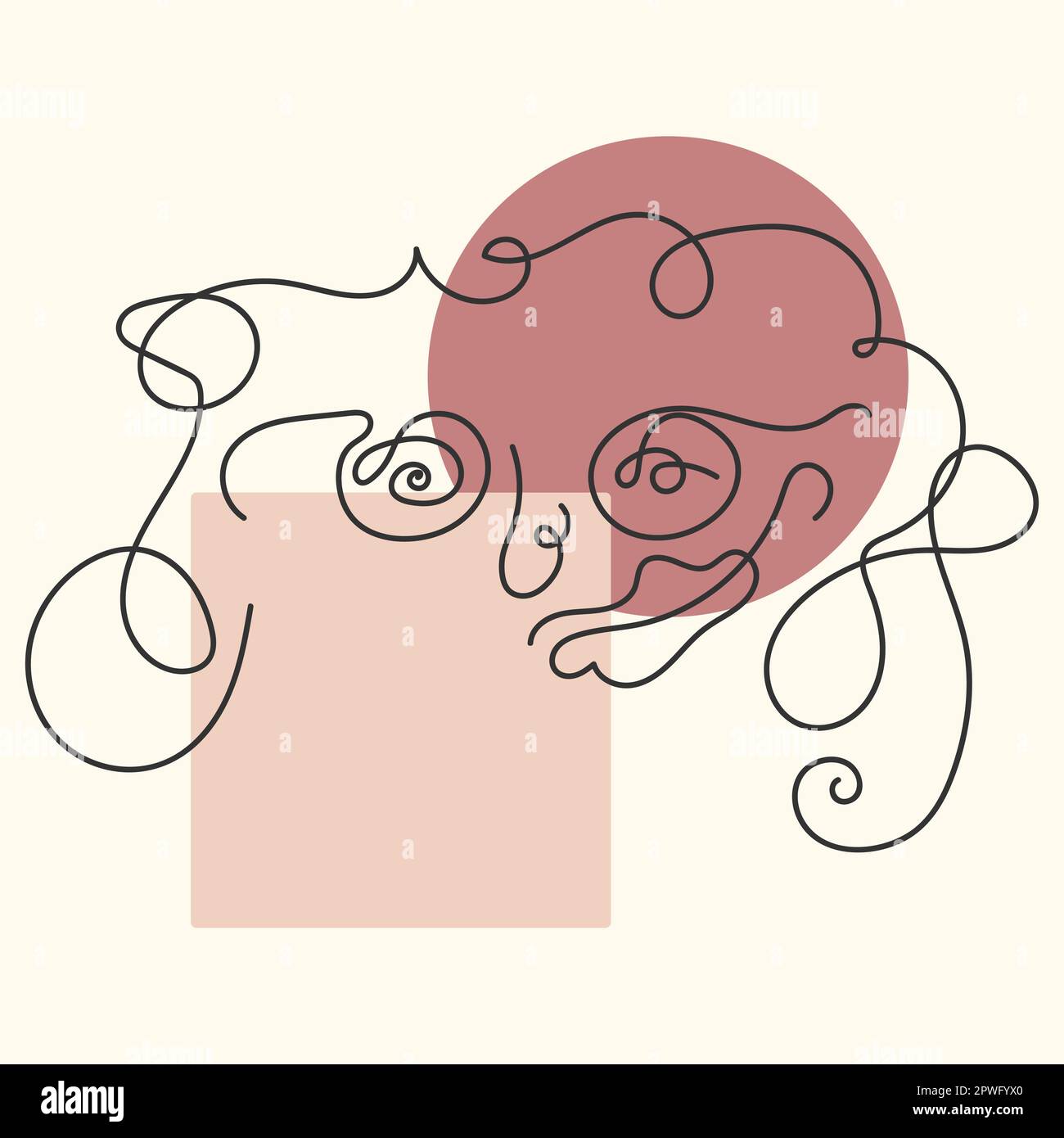 Visage humain d'une ligne.Portrait continu minimaliste avec géométrie.vecteur pour affiches, t-shirts, cartes, poteaux.Vector plat Illustration de Vecteur