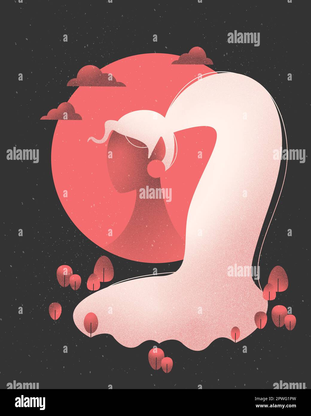 Femme abstraite avec les cheveux de chute d'eau.Mothernature, oreilles d'elf. Illustration vectorielle plate Illustration de Vecteur