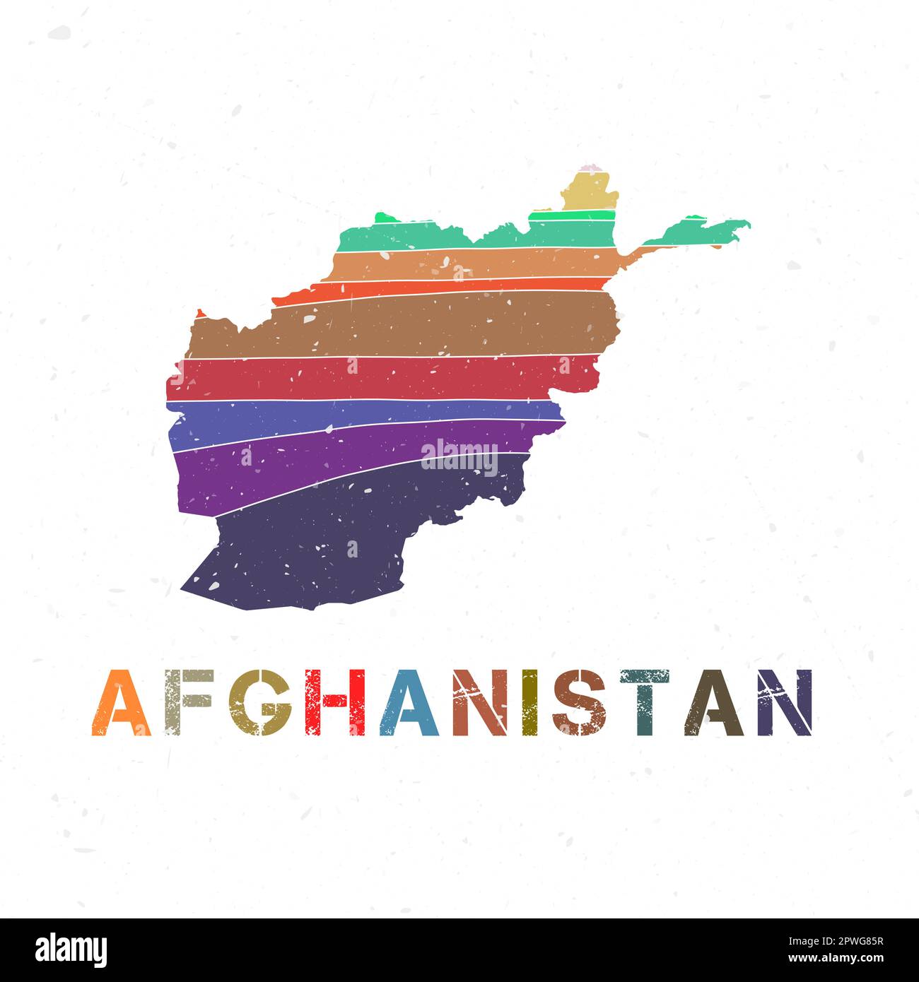 Carte de l'Afghanistan. Forme du pays avec de belles vagues géométriques et texture grunge. Illustration vectorielle impressionnante. Illustration de Vecteur