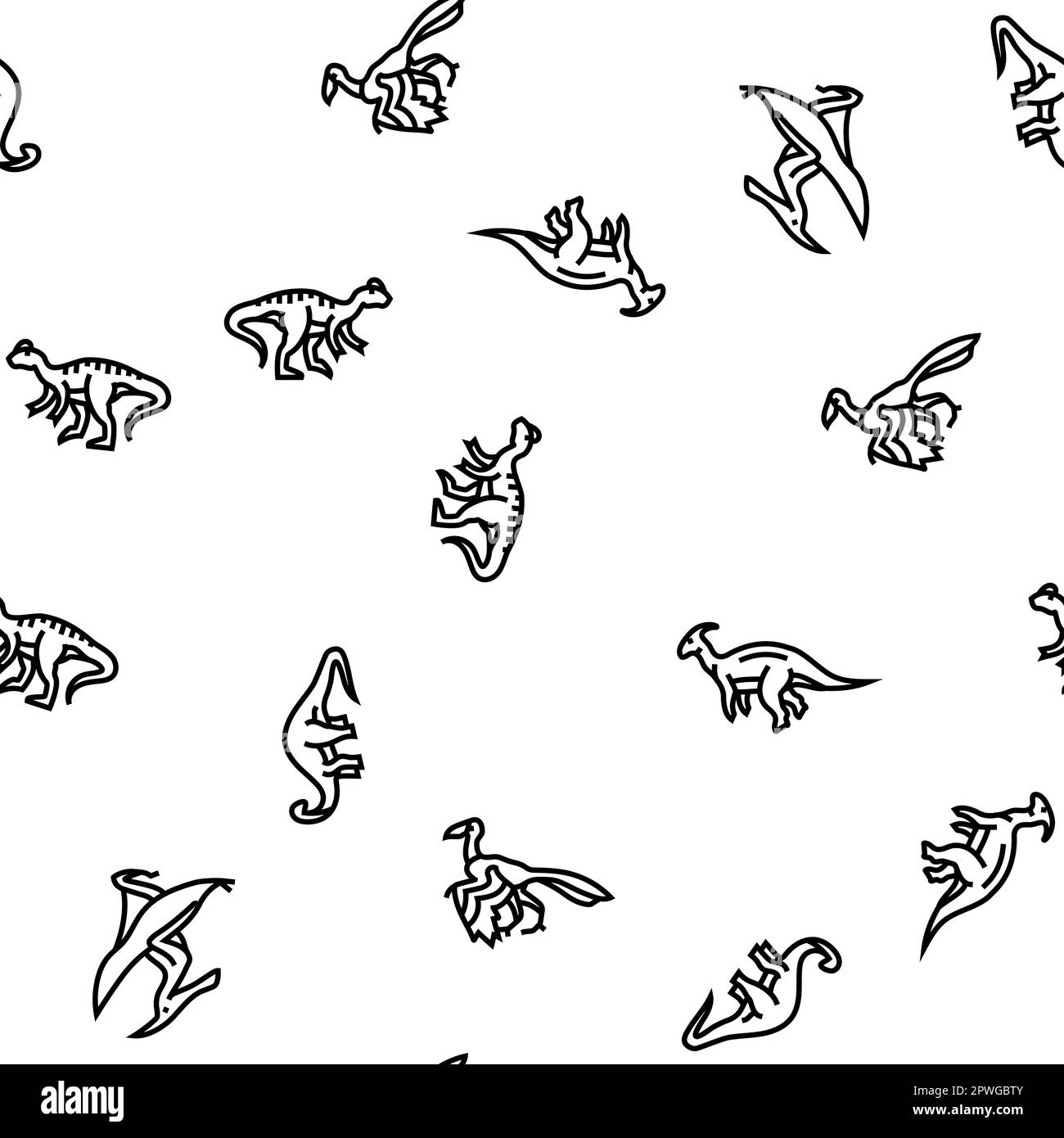 dinosaure dino animal mignon vecteur sans couture motif ligne fine illustration Illustration de Vecteur