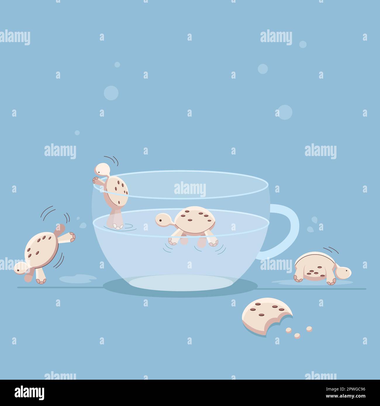 les biscuits aux tortues sont sortis d'une tasse. Petites tortues vectorielles dans une tasse Illustration de Vecteur