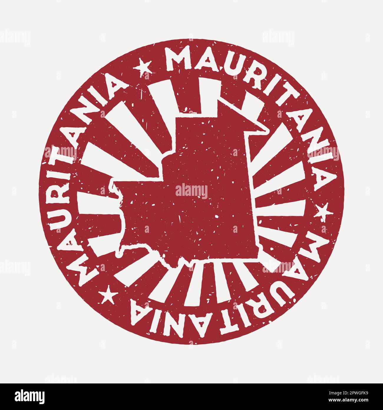 Timbre Mauritanie. Voyager tampon en caoutchouc rouge avec la carte du pays, illustration vectorielle. Illustration de Vecteur