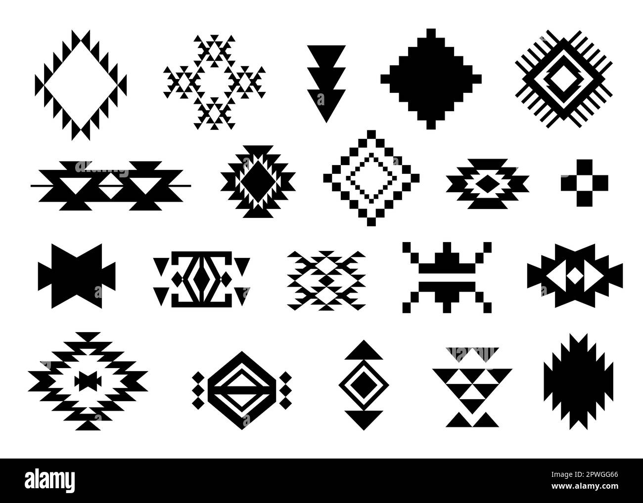 Aztec Navajo Elements définit des symboles du sud-ouest Illustration de Vecteur