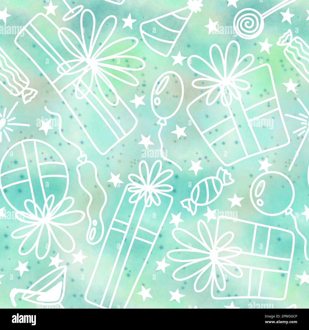 Boîte cadeau de fête motif cadeau sans couture pour emballer le papier, les tissus et le linge de maison, l'imprimé pour les enfants, les emballages de Noël et l'accès pour les anniversaires Banque D'Images