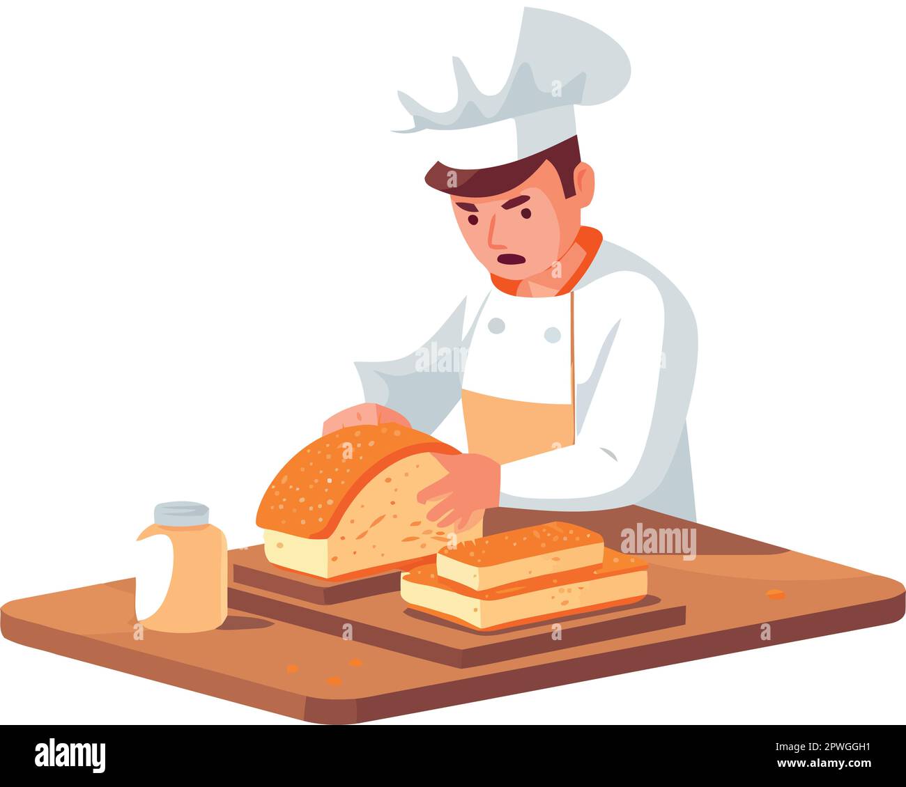 Chef cuisinier préparant des repas gastronomiques dans la cuisine commerciale Illustration de Vecteur