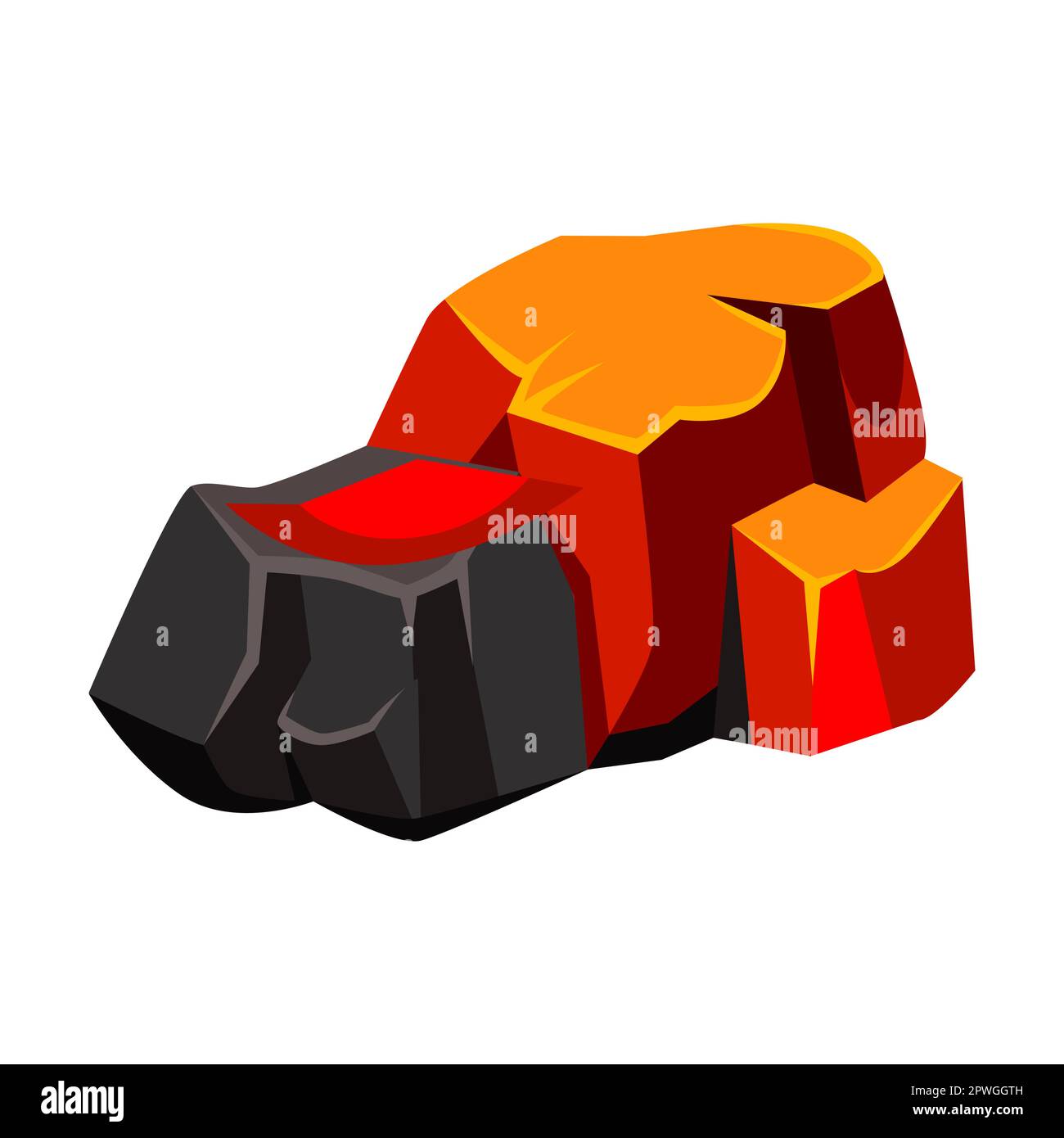 Pile de charbon de bois chaud pour cheminées illustration de dessin animé. Charbon brûlant pour le gril et le barbecue isolé sur blanc Illustration de Vecteur