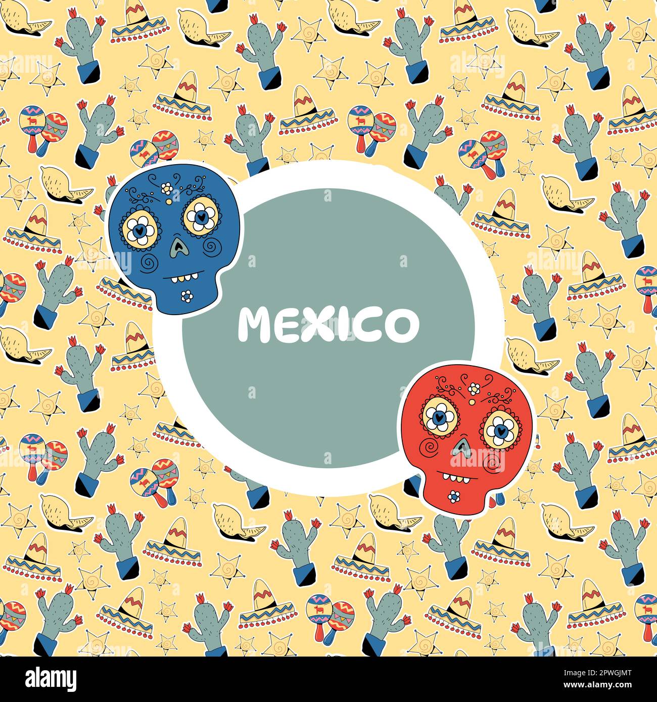 Fond de Mexique, bannière avec design pour les vacances mexicaines.Poster avec des symboles mexicains traditionnels Illustration de Vecteur