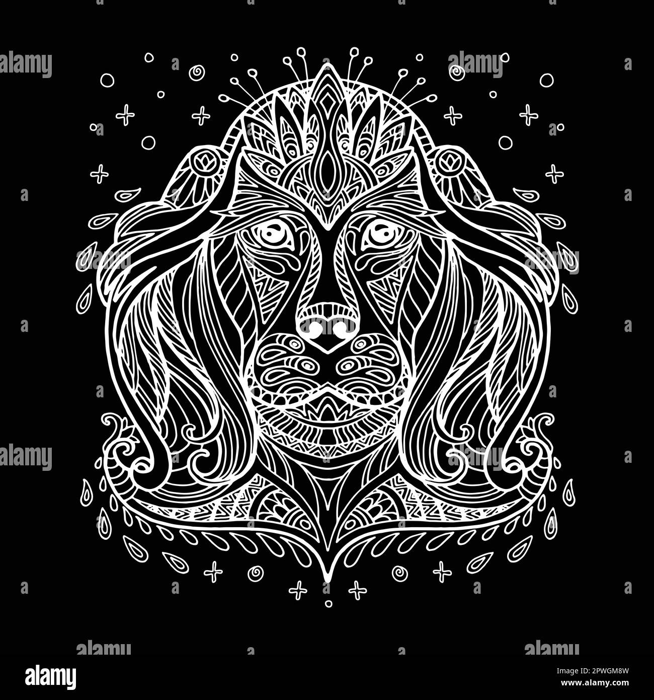 Illustration vectorielle de la tête de chien à coloration vectorielle blanche Illustration de Vecteur