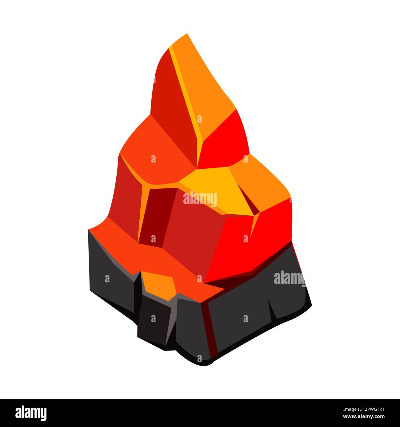 Pile de charbon de bois rouge chaud pour les cheminées illustration de dessin animé. Charbon brûlant pour gril isolé sur blanc Illustration de Vecteur