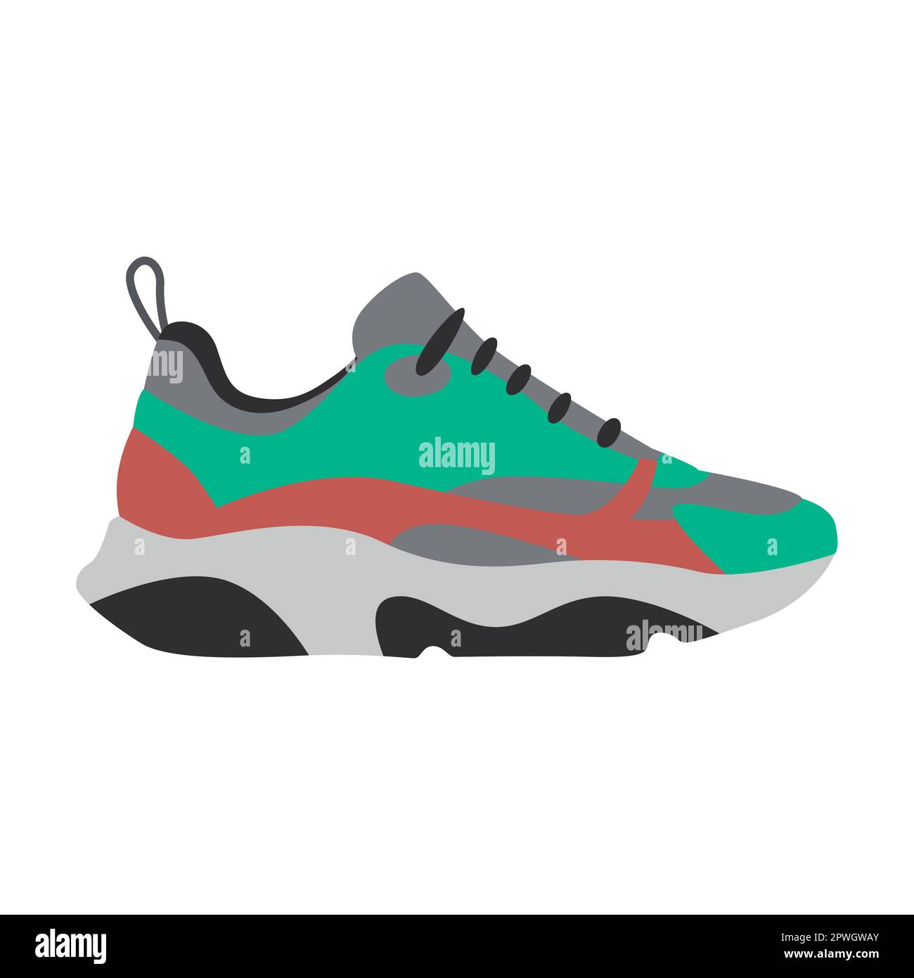 Chaussures de sport pour femme illustration vectorielle plate. Vêtements d'été, d'automne et d'hiver pour femmes isolés sur fond blanc Illustration de Vecteur