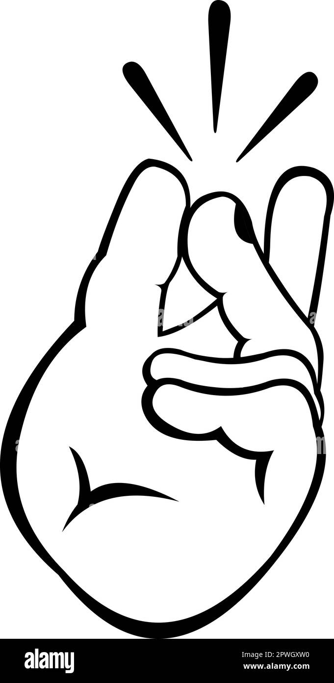illustration vectorielle d'une main qui se hait les doigts, en noir et blanc Illustration de Vecteur