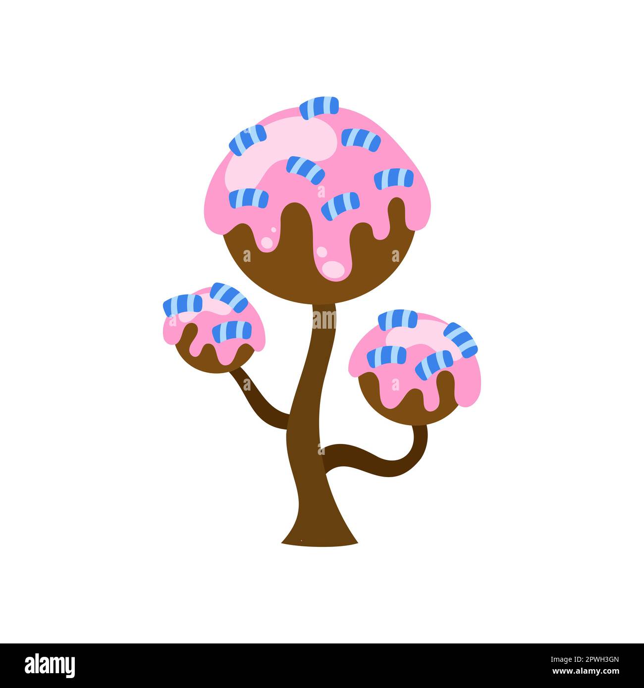 Boule de chocolat avec illustration de dessin animé d'arbre de garniture Illustration de Vecteur