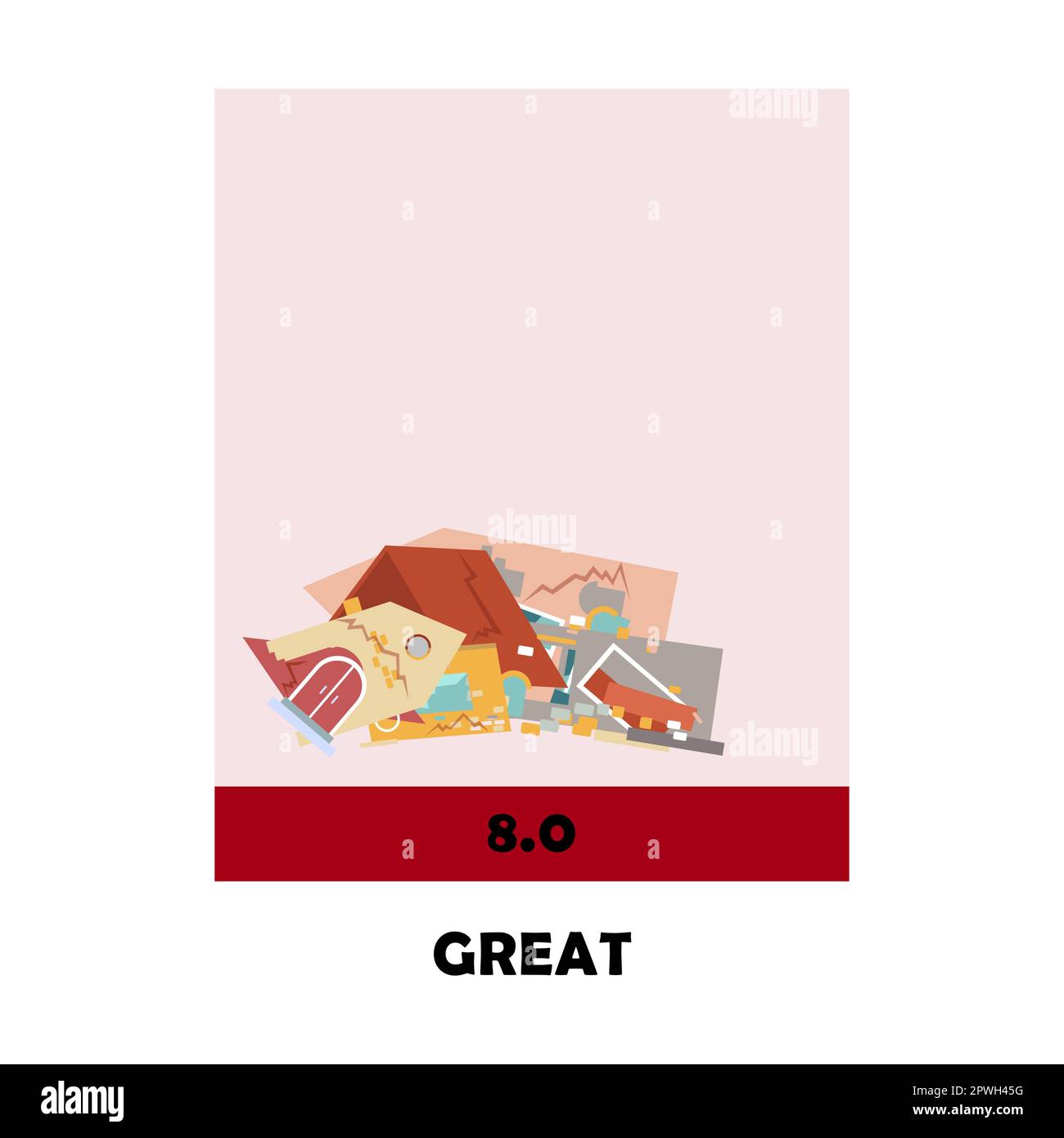 Illustration du vecteur d'échelle de magnitude de grand tremblement de terre. Niveau ou intensité de l'activité sismique isolée sur fond blanc Illustration de Vecteur