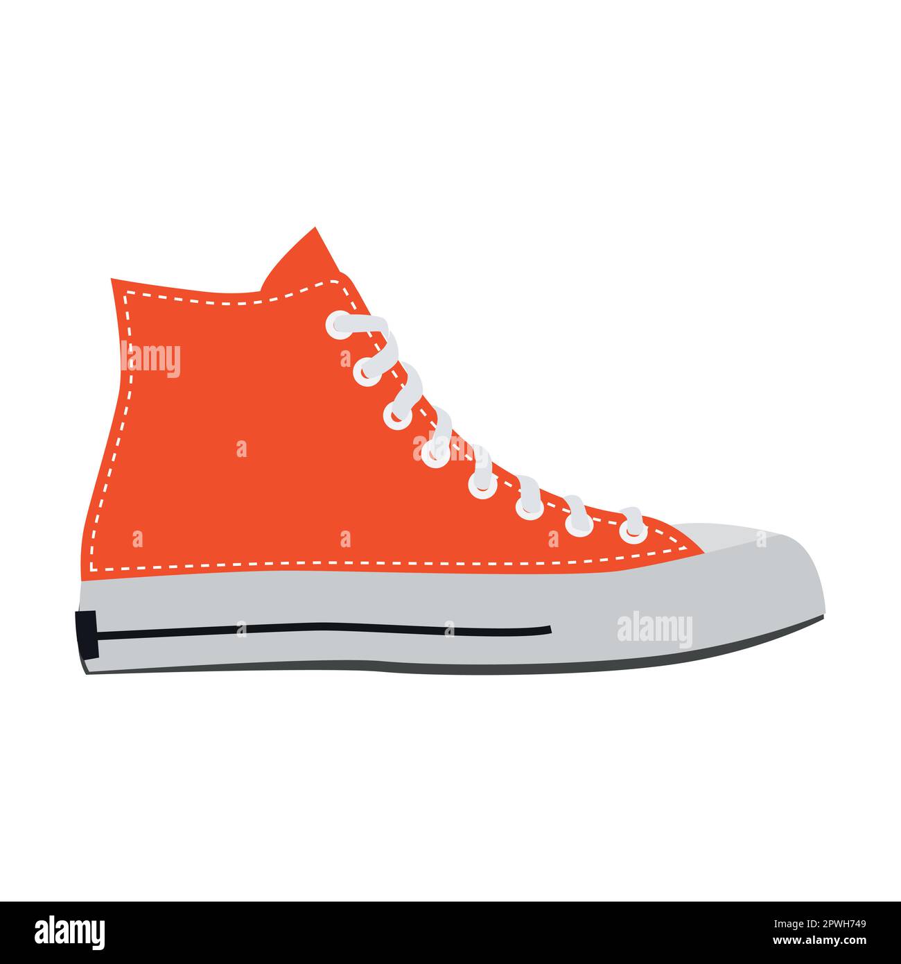 Baskets jeunes femmes, chaussures dessin vectoriel plat. Vêtements d'été, d'automne et d'hiver pour femmes isolés sur fond blanc Illustration de Vecteur