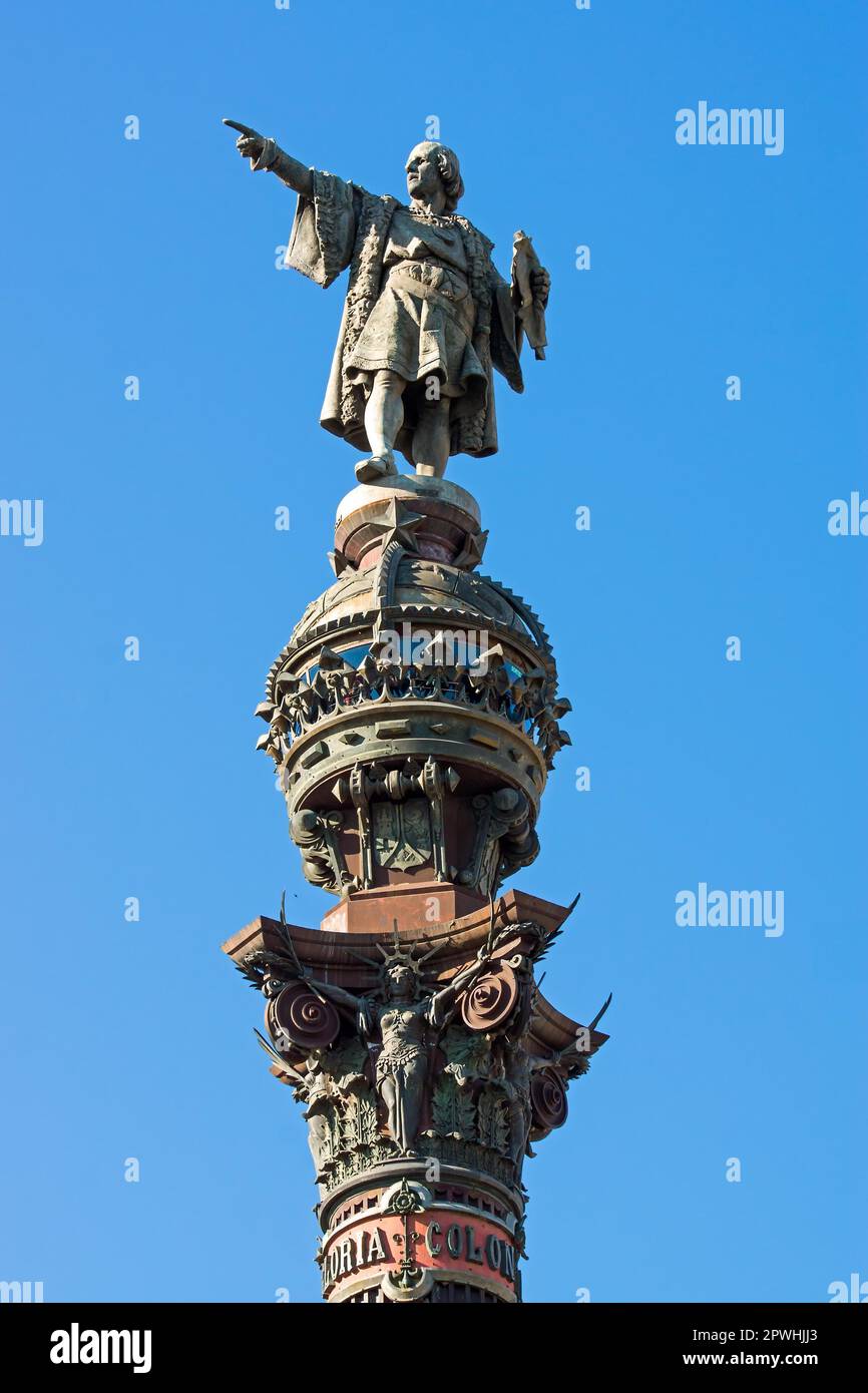 La statue de Columbus sur la Rambla à Barcelone Banque D'Images