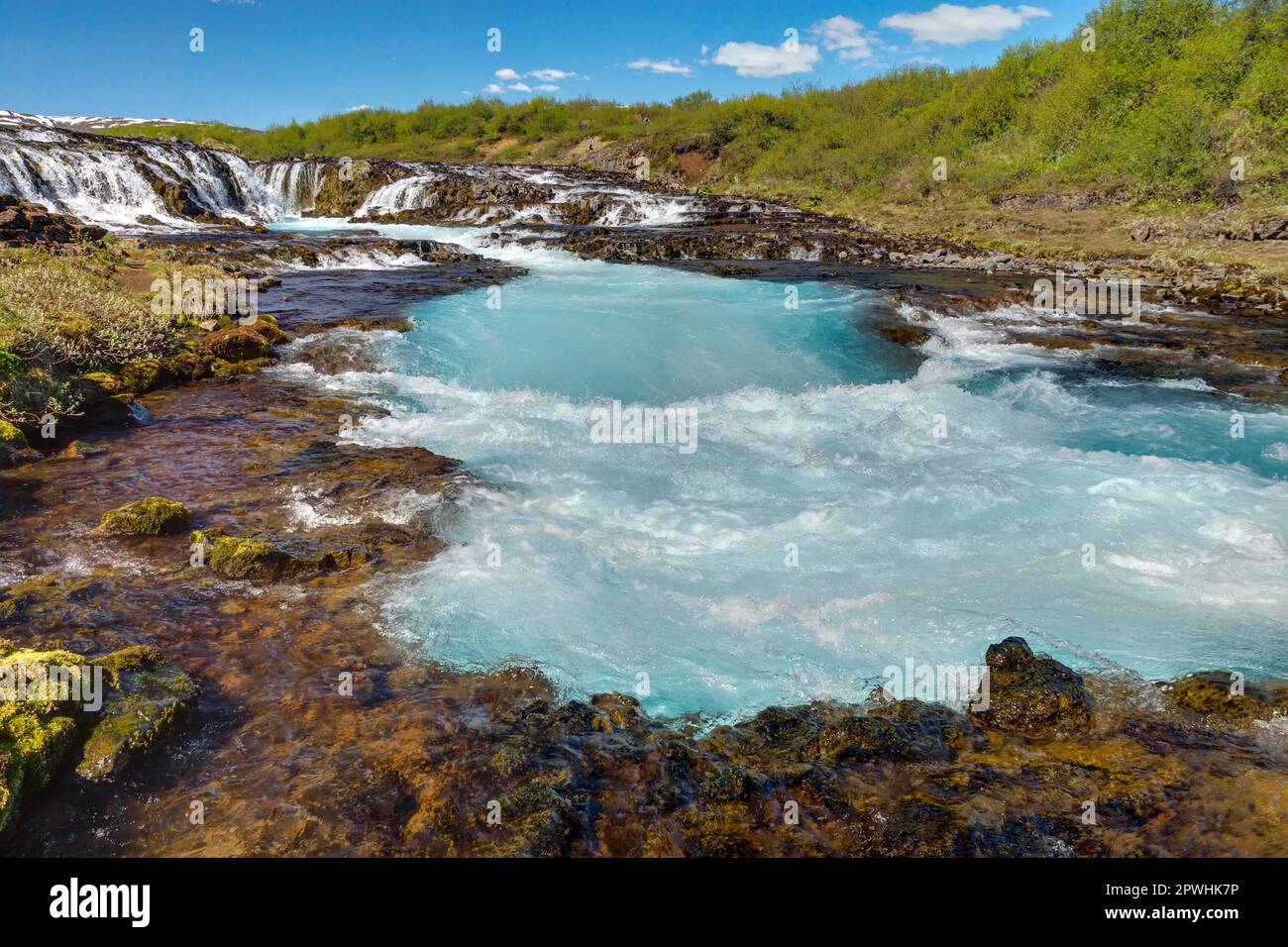 Les eaux turquoise de Bruarfoss en Islande Banque D'Images