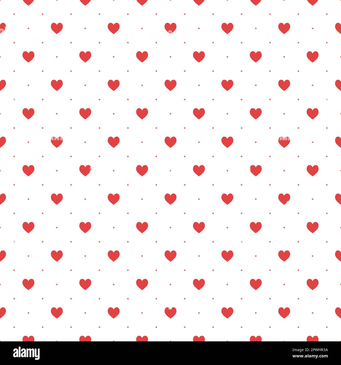 Fond sans couture à motif coeur en polka. Motif coeurs et points rouges vectoriels. Motif Saint-Valentin. Illustration de Vecteur