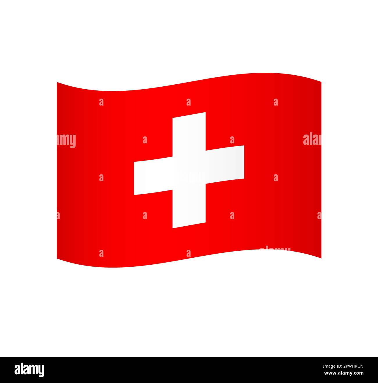 Drapeau suisse - icône de vecteur ondulé simple avec ombrage. Illustration de Vecteur