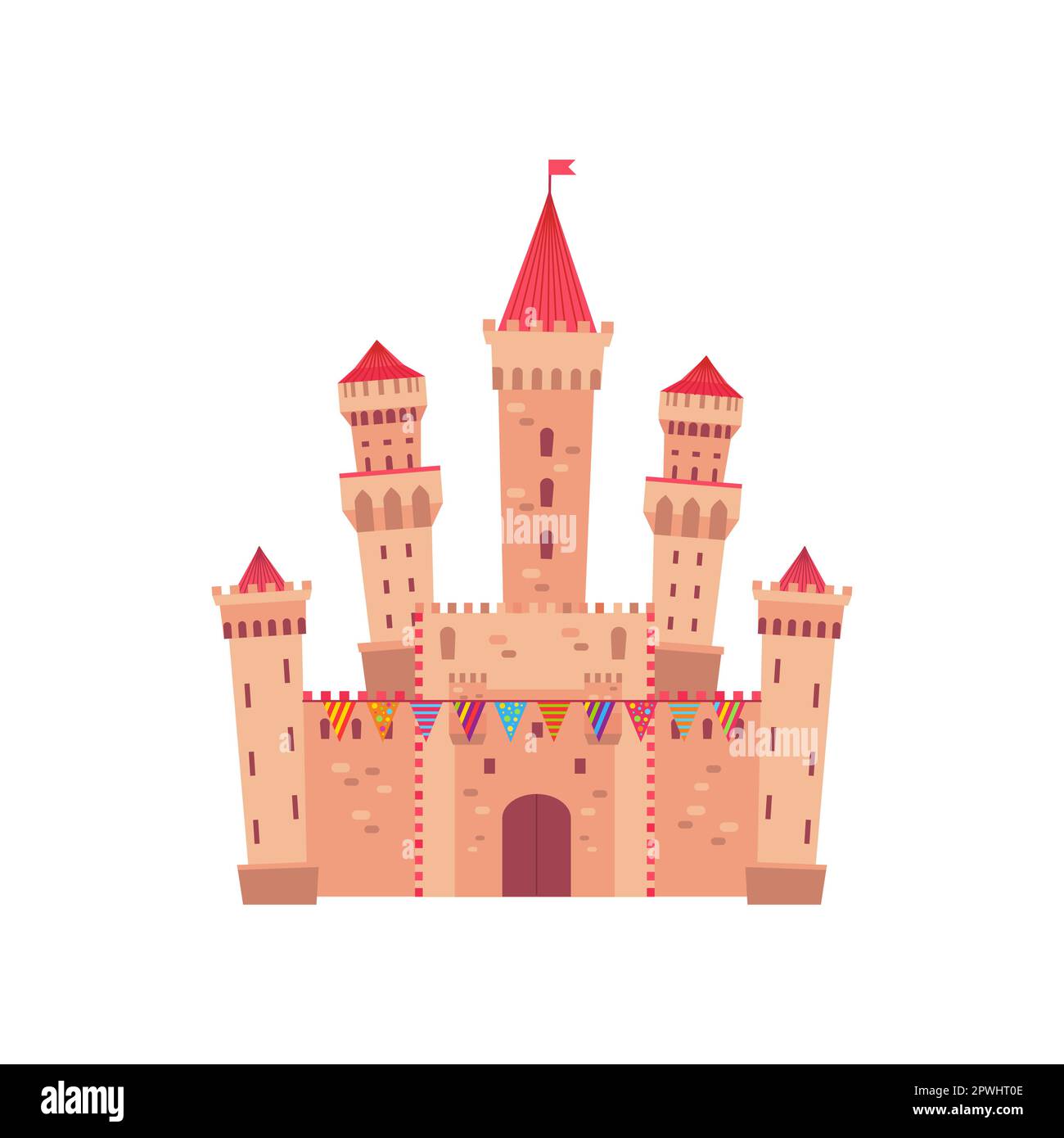 Illustration vectorielle plate du château du parc d'attractions Illustration de Vecteur