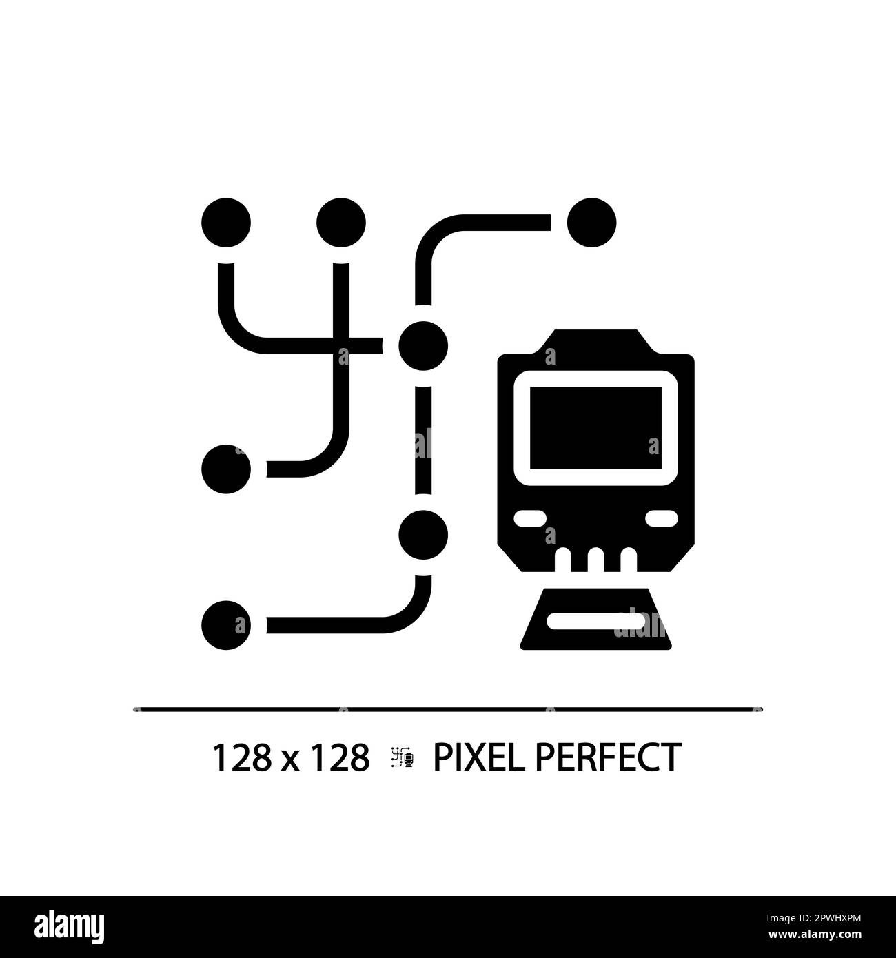 Metro map pixel icône de glyphe noir parfait Illustration de Vecteur