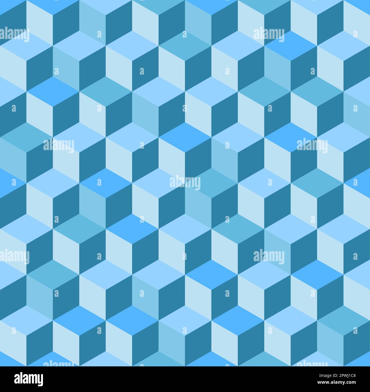 Motif vectoriel de cube transparent. Motif de carreaux hexagonaux en relief en forme de cuboïde. Décoration moderne. Motif bleu. Illustration de Vecteur
