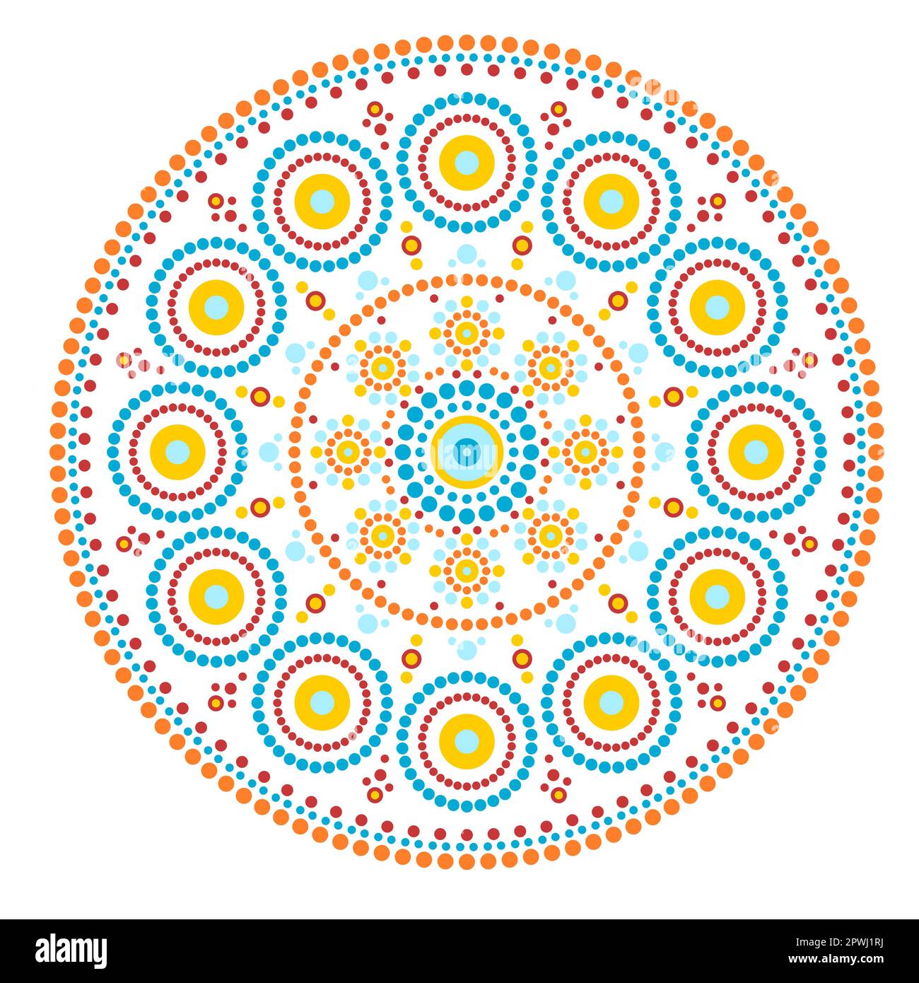 Peinture à pois style boho mandala.Décoration fantaisiste de style tribal.Déco cercle aborigène. Illustration de Vecteur