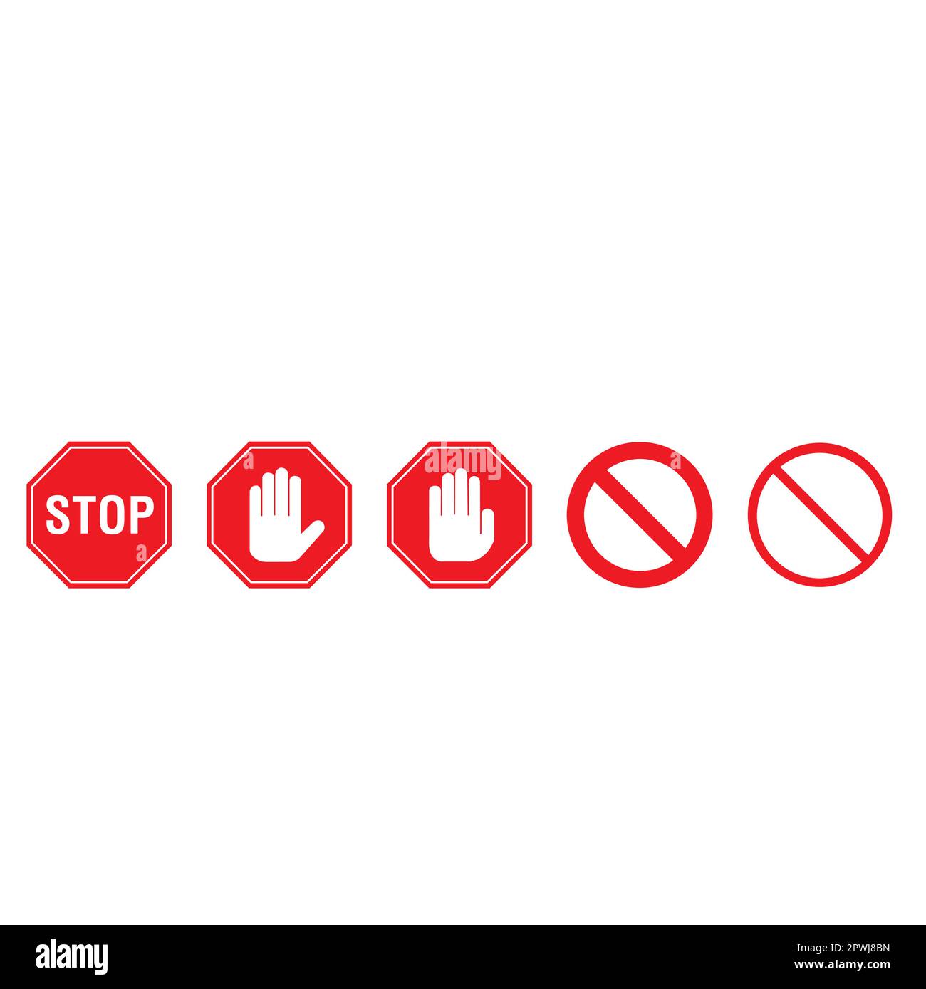 Panneaux rouges interdits et stop sur fond blanc avec espace de copie Illustration de Vecteur