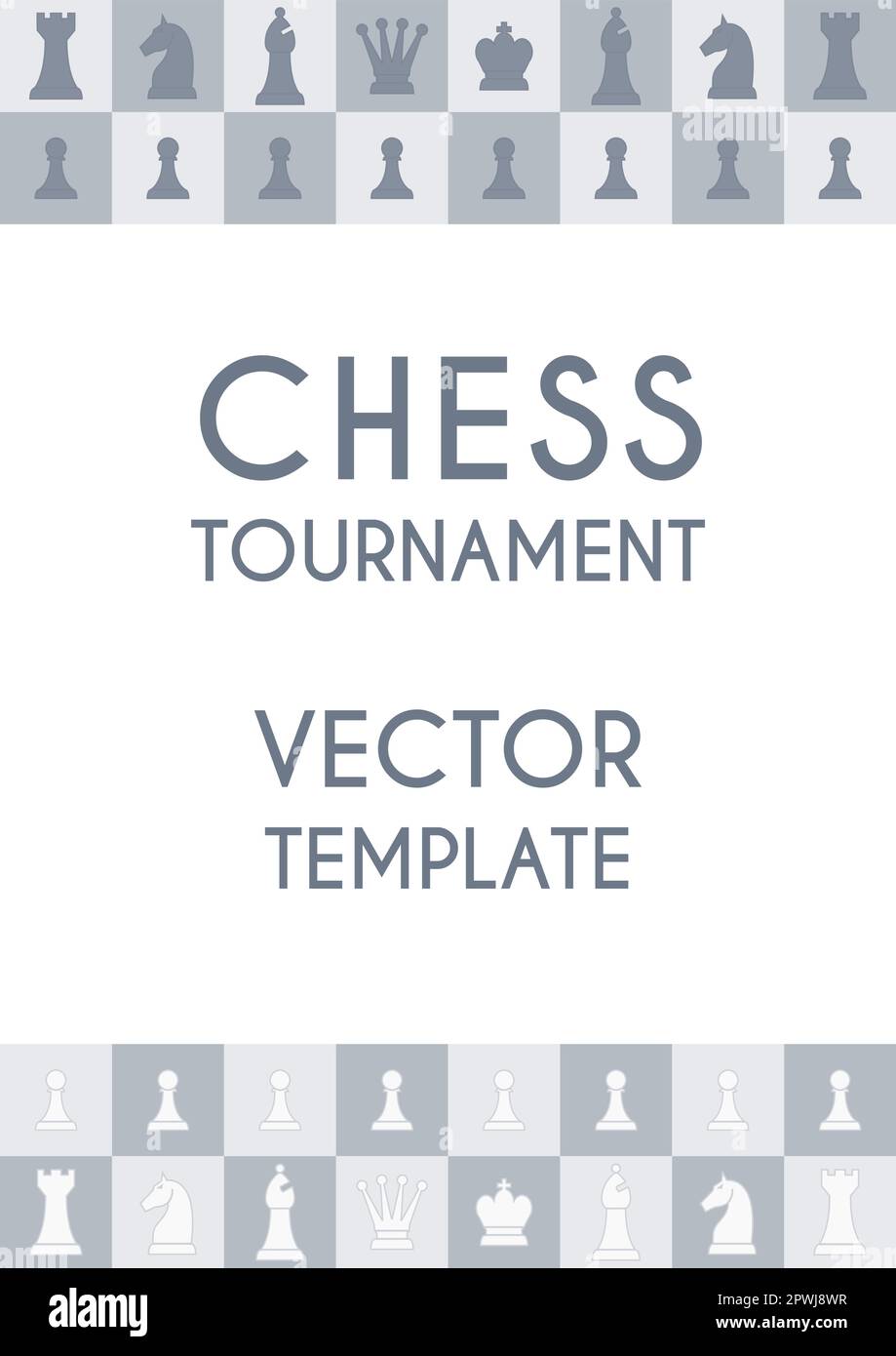 Modèle d'affiche de concours d'échecs en format de papier standard A4, A3. Concours d'échecs ou affiche de club d'échecs. Illustration de Vecteur