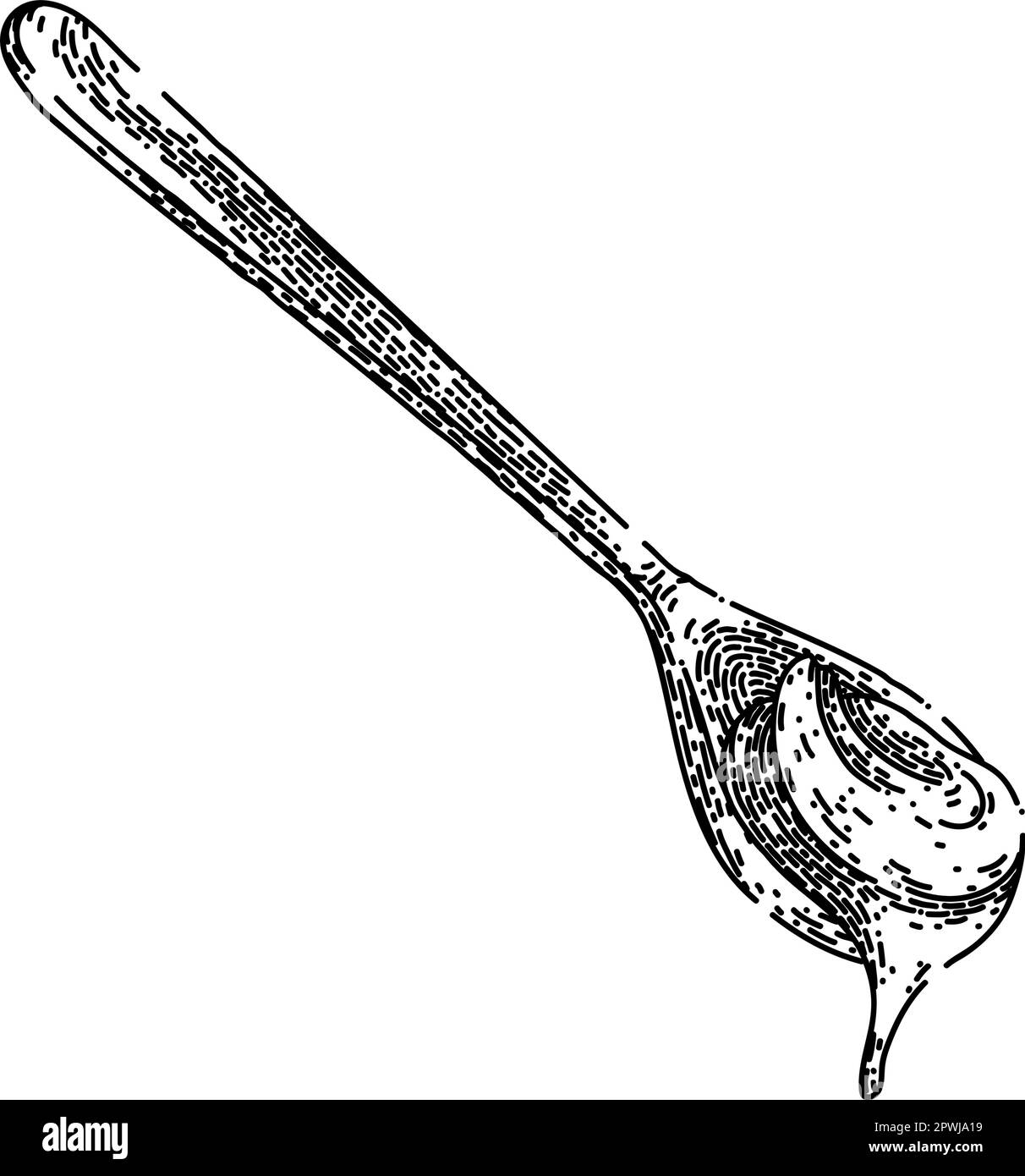 cuillère à pâte de chocolat tirée à la main. crème à tartiner, pain noisette, bol, beurre au couteau, pâte de chocolat crémeuse aux noix, dessin vectoriel de cuillère. noir isolé Illustration de Vecteur