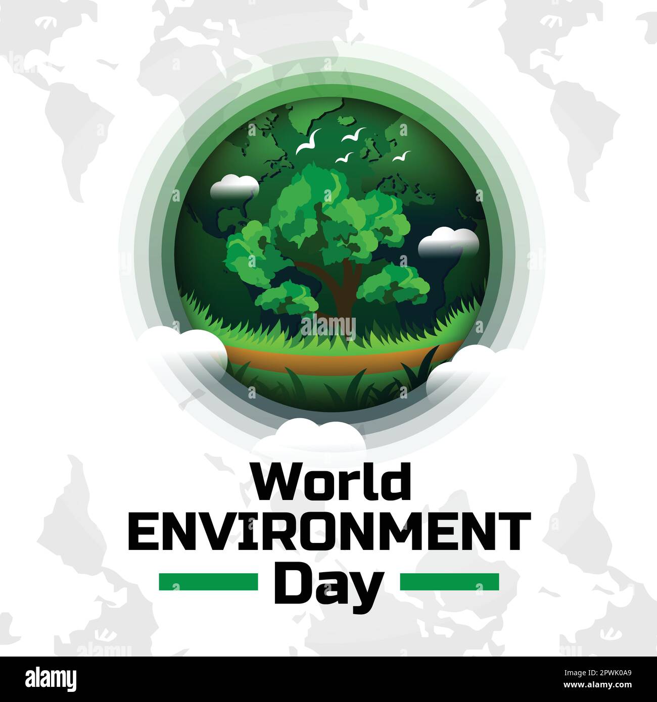 Journée mondiale de l'environnement avec un modèle d'illustration écologique mondial Illustration de Vecteur