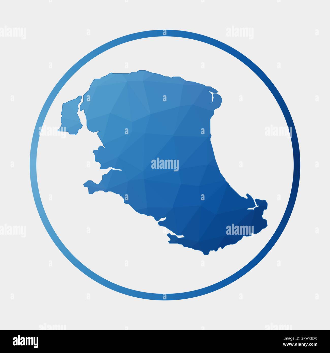 Icône Parrot Cay. Carte polygonale de l'îlot dans l'anneau de gradient. Panneau rond bas en poly Parrot Cay. Illustration vectorielle. Illustration de Vecteur