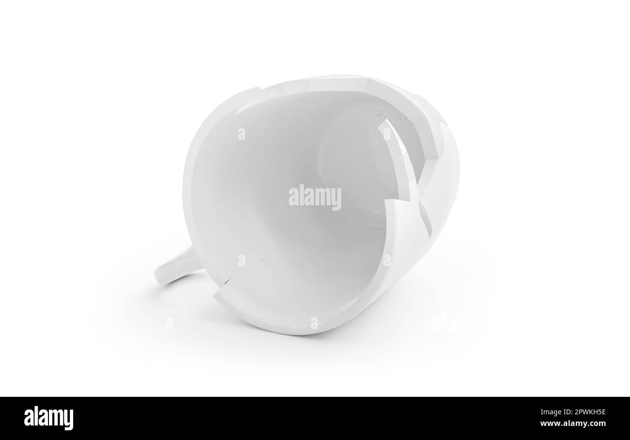 Mug blanc cassé isolé sur fond blanc. 3d rendu Banque D'Images