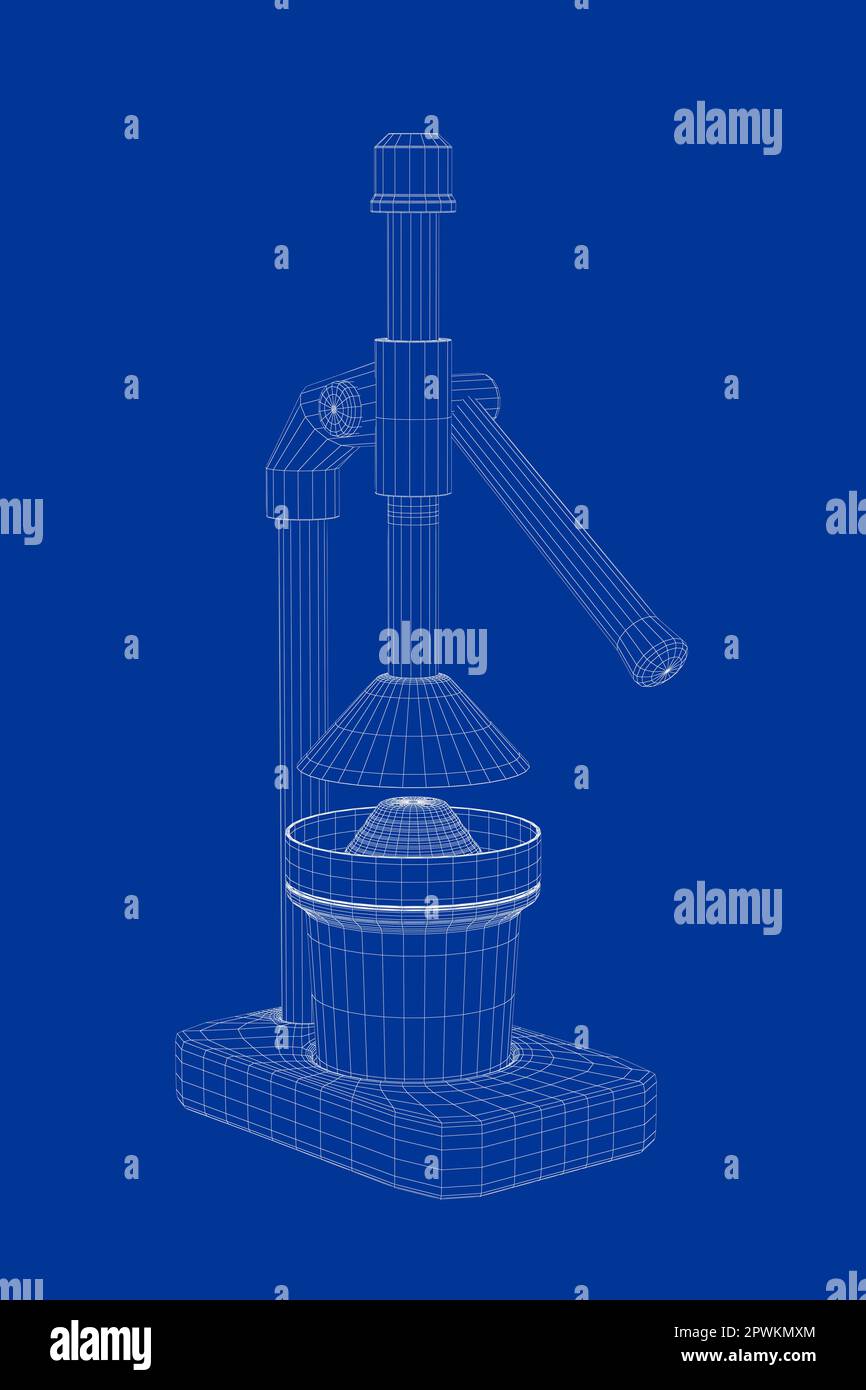 Presse-agrumes à cadre métallique 3D Banque D'Images