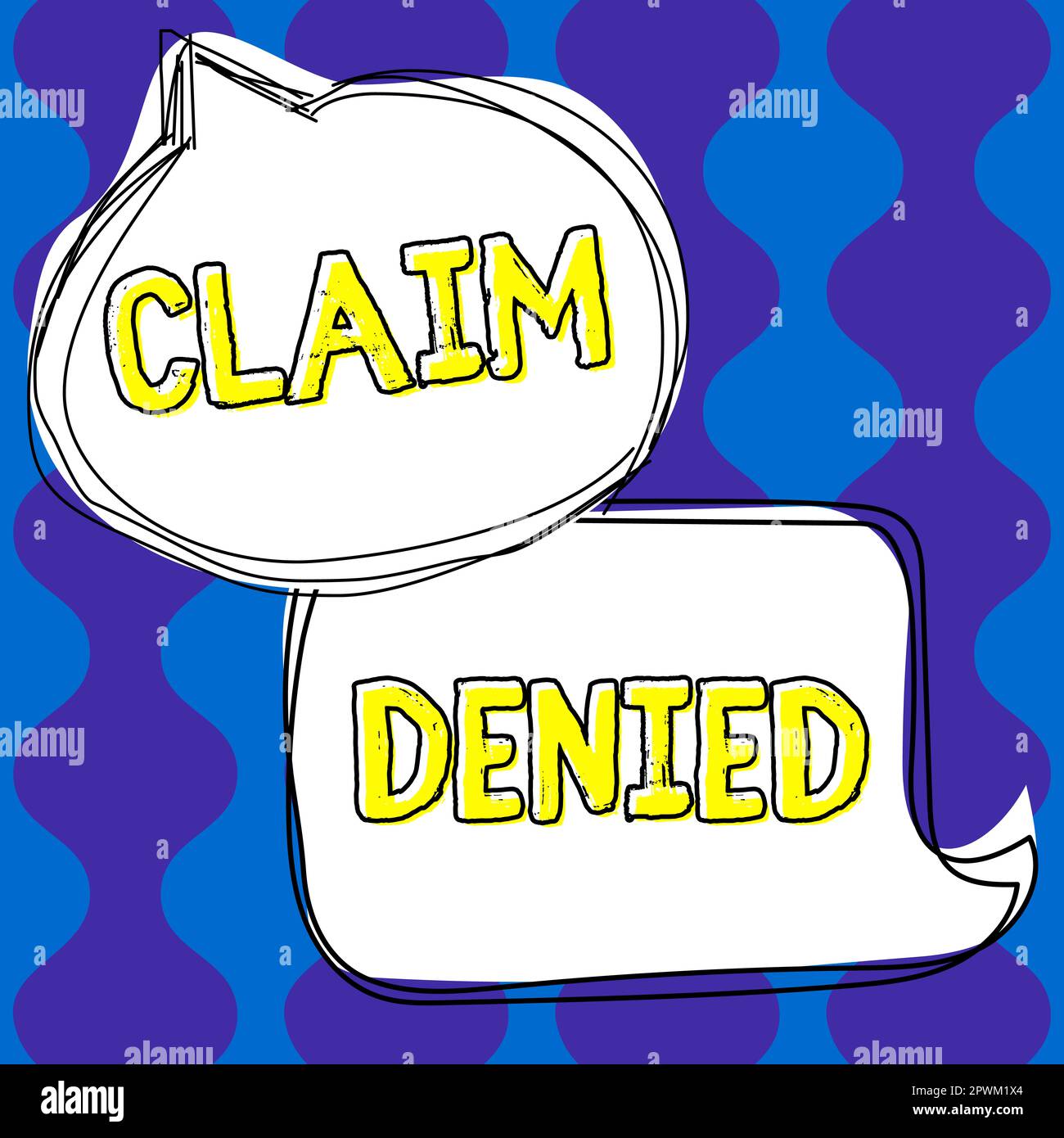Écriture affichant le texte réclamation refusée, Word pour le remboursement demandé le paiement de la facture a été refusé Banque D'Images