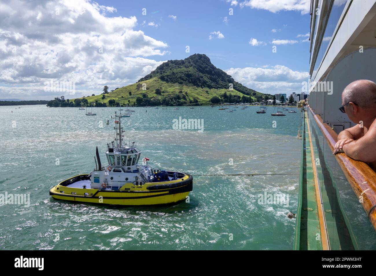 Tauranga est une ville côtière de la région de la baie de Plenty et la cinquième ville la plus peuplée de Nouvelle-Zélande. Il est connu pour ses plages, y compris la fa Banque D'Images
