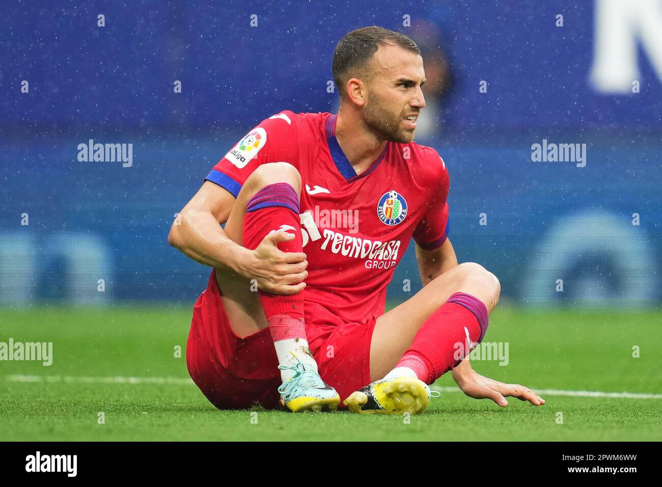 Borja Mayoral de Getafe CF pendant le match de la Liga entre le RCD Espanyol et Getafe CF a joué au stade RCDE sur 30 avril à Barcelone, Espagne. (Photo de Sergio Ruiz / PRESSIN) Banque D'Images