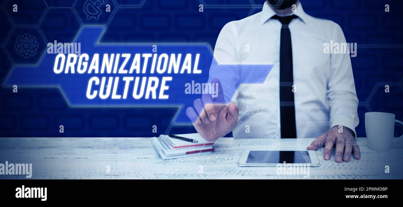 Légende de texte présentant la culture organisationnelle, idée d'entreprise étude de la façon dont les gens interagissent au sein des groupes Banque D'Images