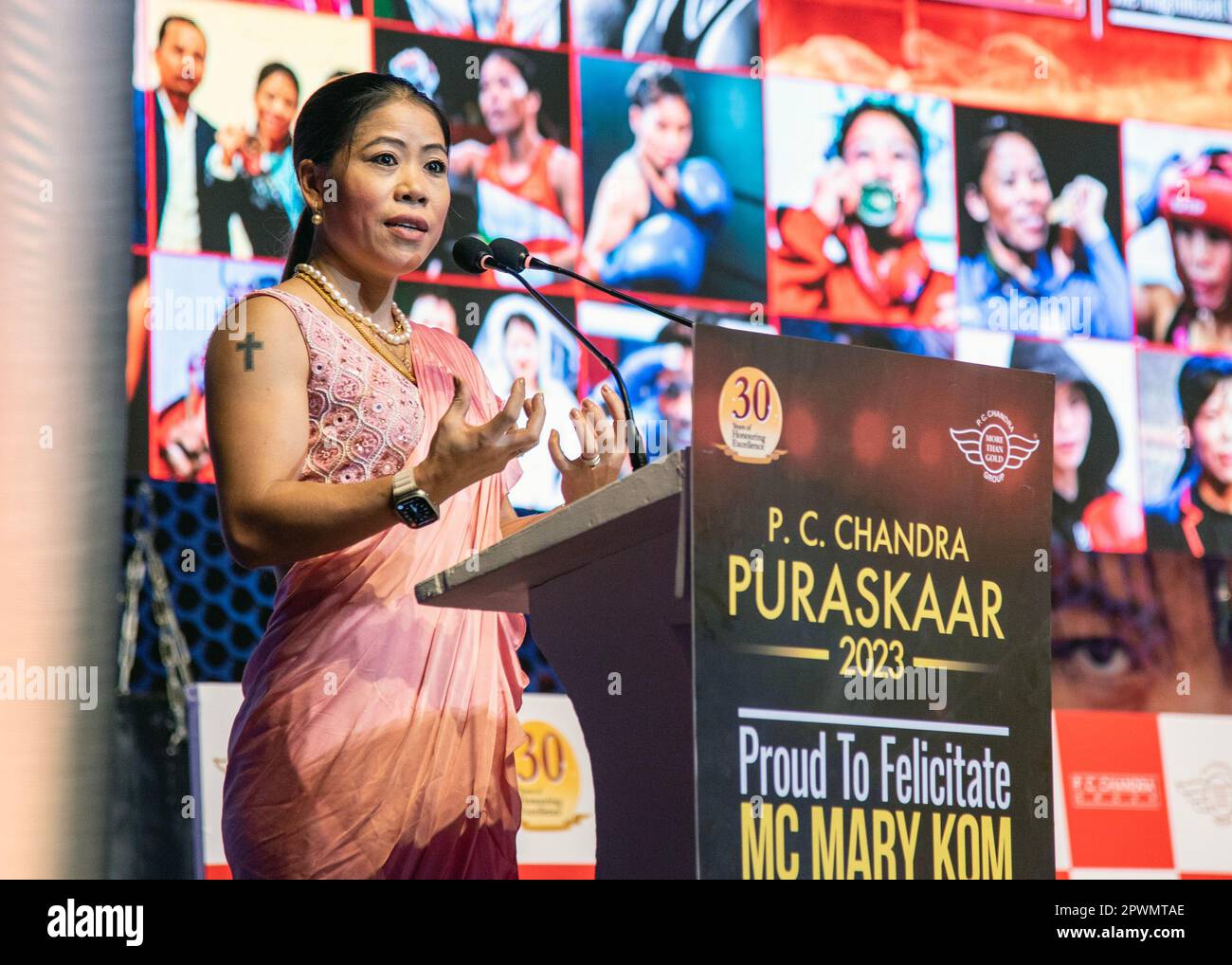 Kolkata, Bengale occidental, Inde. 1st mai 2023. Six fois Champion du monde de boxe amateur femmes MC Mary Kom a reçu le C.P. Chandra Award 2023 à l'auditorium de Science City, Kolkata. (Credit image: © Amlan Biswas/Pacific Press via ZUMA Press Wire) USAGE ÉDITORIAL SEULEMENT! Non destiné À un usage commercial ! Crédit : ZUMA Press, Inc./Alay Live News Banque D'Images