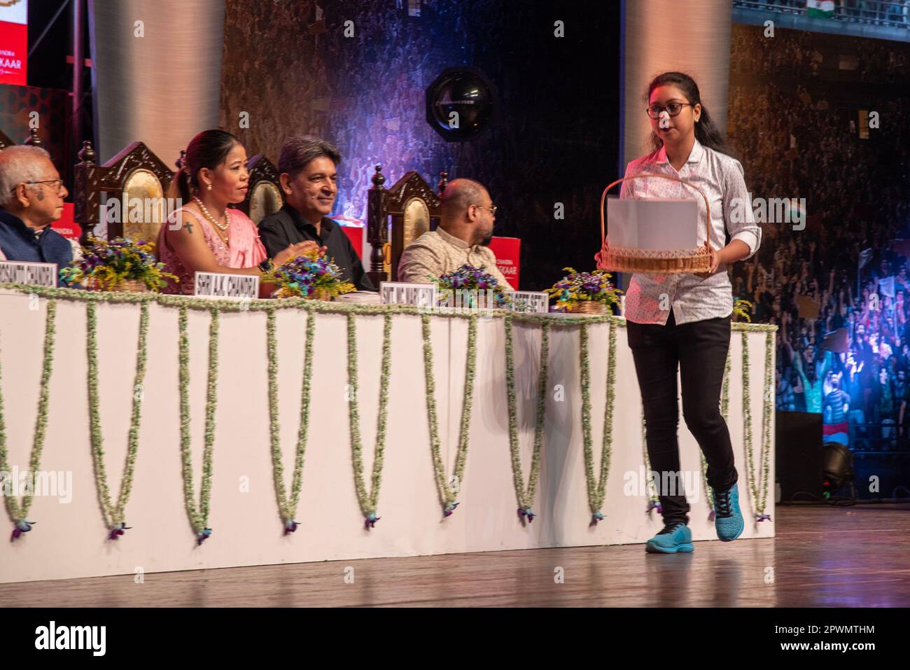 Kolkata, Inde. 01st mai 2023. Six fois Champion du monde de boxe amateur femmes MC Mary Kom a reçu le C.P. Chandra Award 2023 à l'auditorium de Science City, Kolkata. (Photo par Amlan Biswas/Pacific Press) Credit: Pacific Press Media production Corp./Alay Live News Banque D'Images