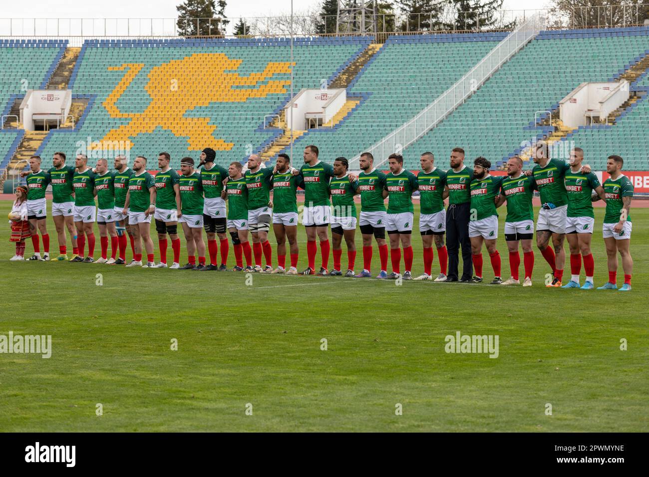 Sofia, Bulgarie 29 avril 2023: L'équipe de rugby bulgare a remporté la Conférence européenne '1 Sud' après 39:19 contre la Slovénie à la nation Vasil Levski Banque D'Images
