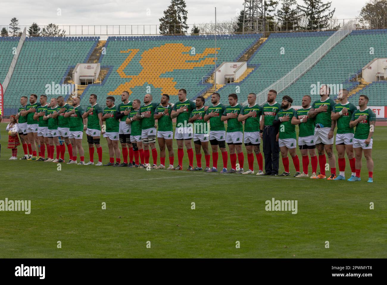 Sofia, Bulgarie 29 avril 2023: L'équipe de rugby bulgare a remporté la Conférence européenne '1 Sud' après 39:19 contre la Slovénie à la nation Vasil Levski Banque D'Images