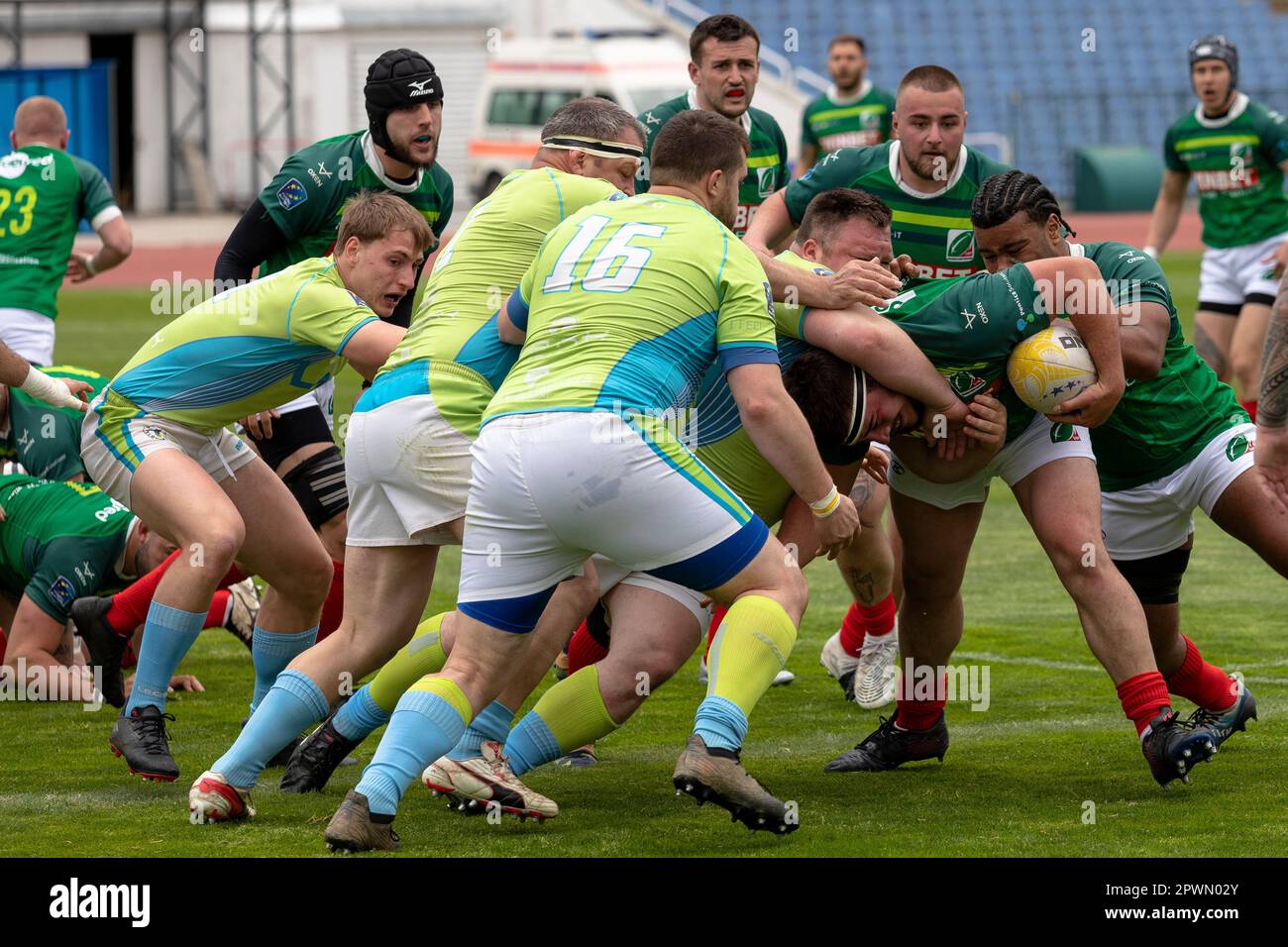 Sofia, Bulgarie 29 avril 2023: L'équipe de rugby bulgare a remporté la Conférence européenne '1 Sud' après 39:19 contre la Slovénie à la nation Vasil Levski Banque D'Images