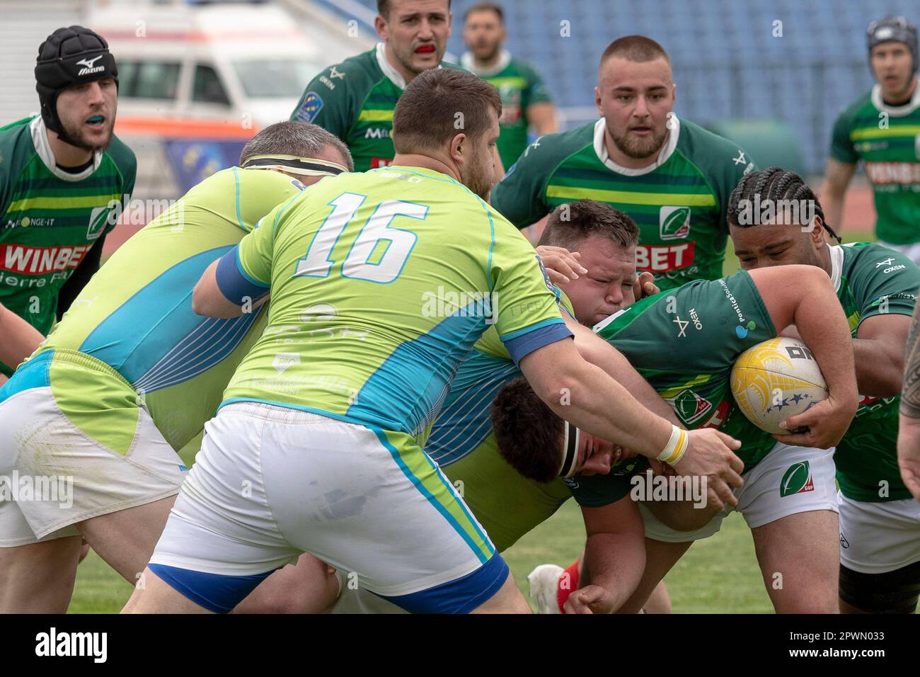 Sofia, Bulgarie 29 avril 2023: L'équipe de rugby bulgare a remporté la Conférence européenne '1 Sud' après 39:19 contre la Slovénie à la nation Vasil Levski Banque D'Images