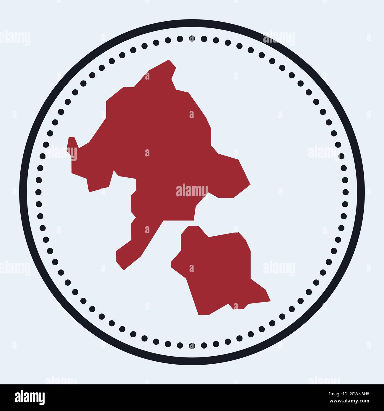 Tampon rond de l'île Aka. Logo rond avec carte et titre. Écusson minimaliste élégant avec carte. Illustration vectorielle. Illustration de Vecteur