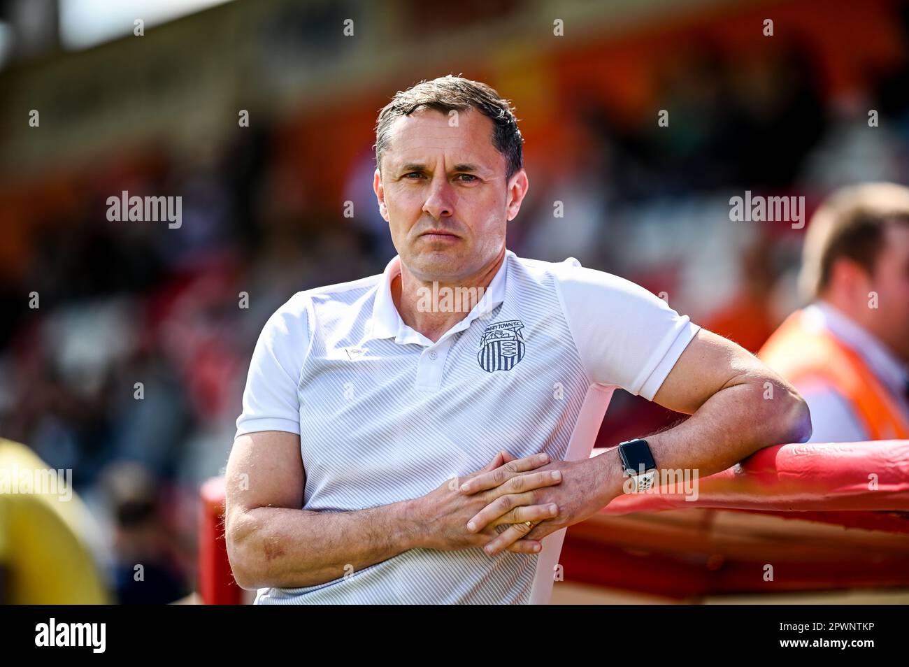 Paul Hurst lors du match de football Sky Bet EFL League deux entre le Stevenage FC et le Grimsby Town FC au stade Lamex, Stevenage, Angleterre, le 2 Banque D'Images