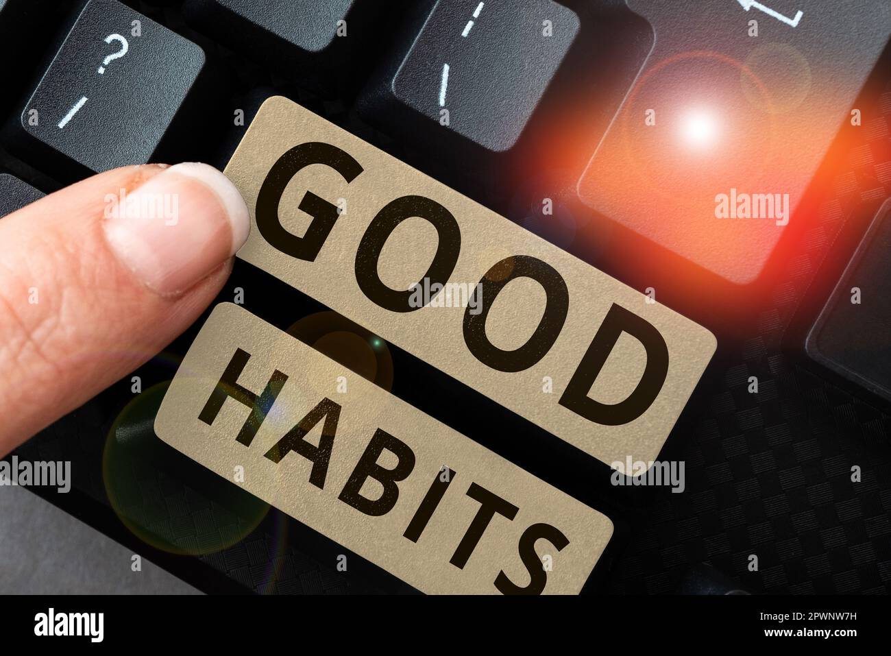 Écriture de texte bonnes habitudes, approche d'affaires comportement qui est bénéfique à la santé physique ou mentale Banque D'Images